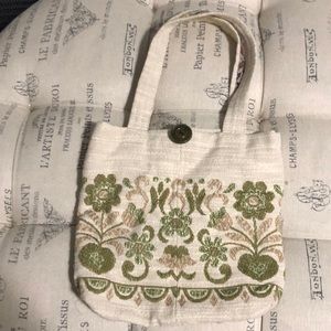 Homemade green flower small tote